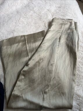 Zara Women's Champagne Gold Satin Wide-Leg Trousers